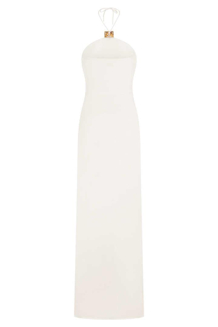 Amara | Metal Detail Halter Neck Maxi Dress