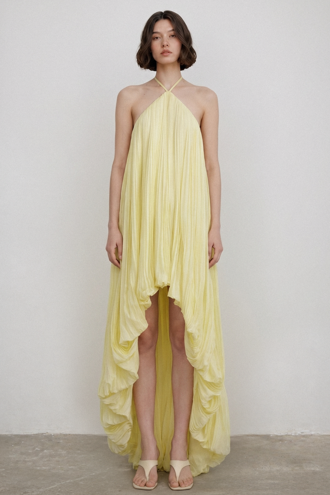 Sabine | Pleated Halter Neck Maxi Dress