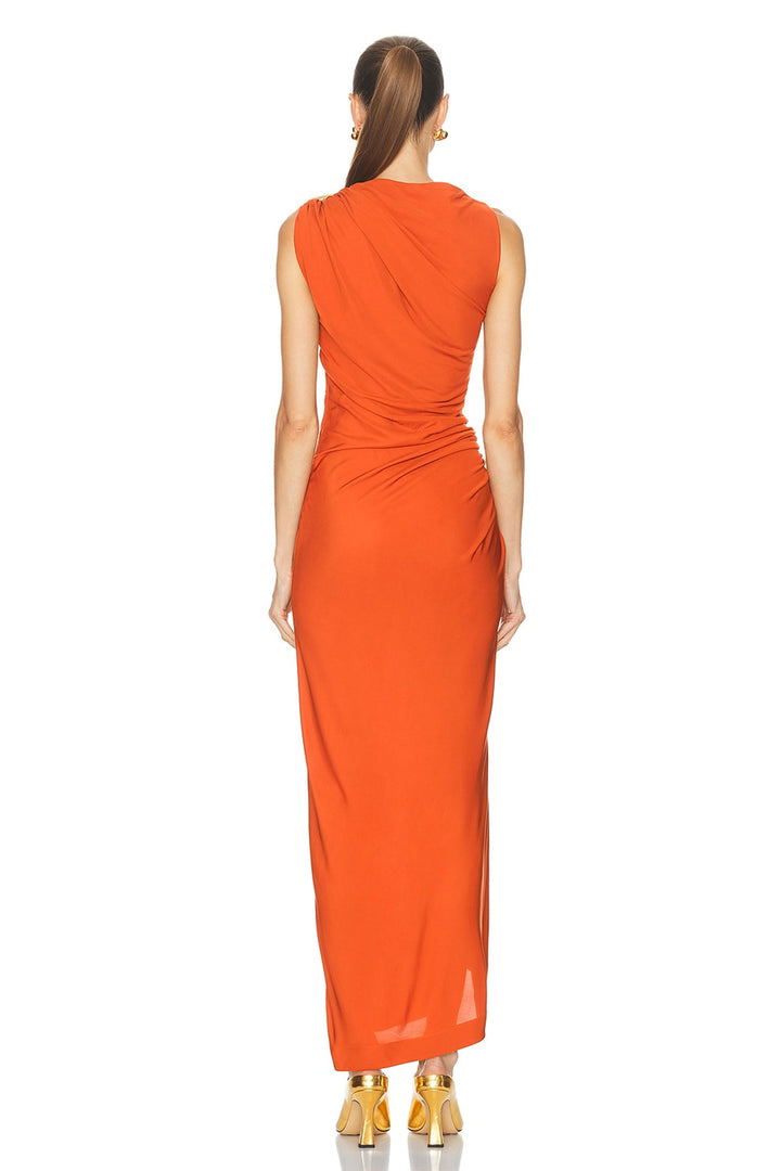 Ivy | Sleeveless Metal Detail Irregular Midi Dress