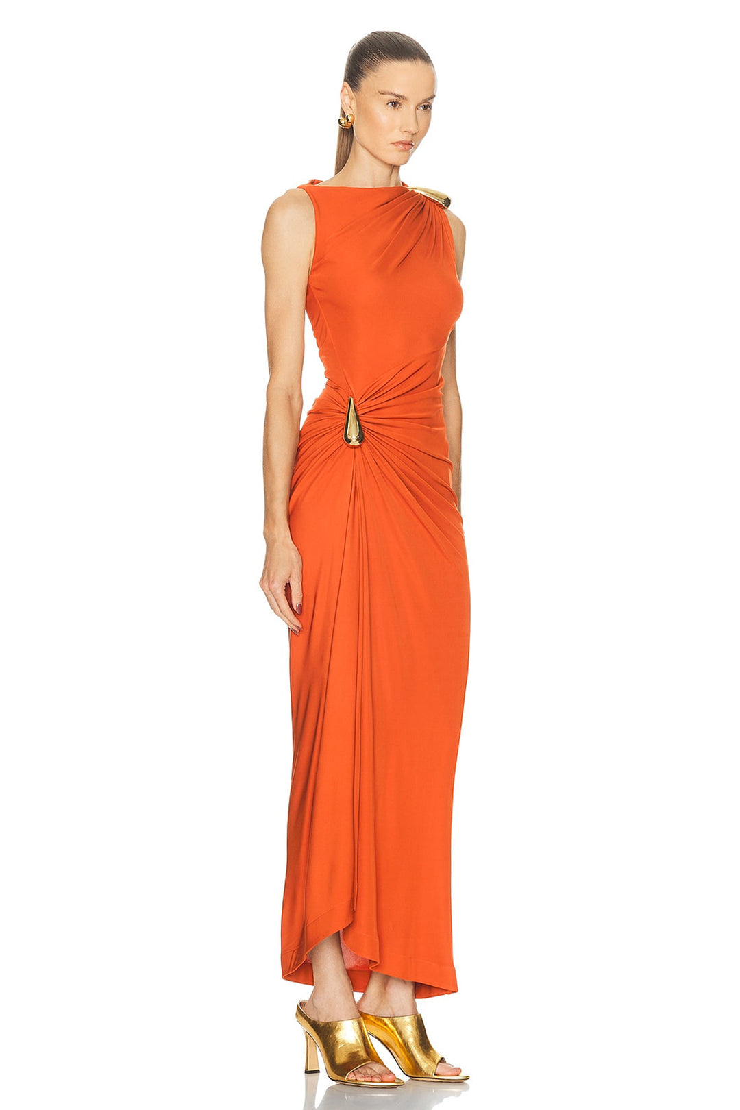 Ivy | Sleeveless Metal Detail Irregular Midi Dress