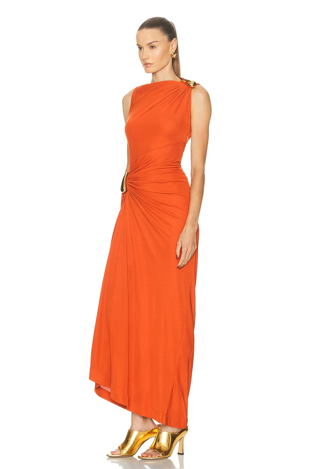 Ivy | Sleeveless Metal Detail Irregular Midi Dress