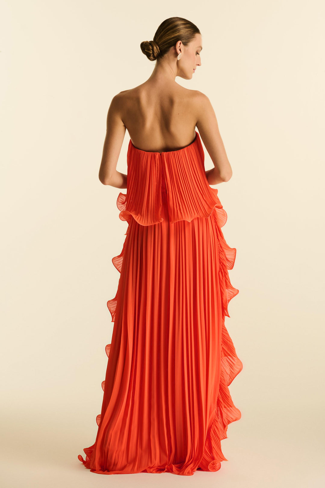 Ada | Chiffon Pleated Frill Maxi Dress