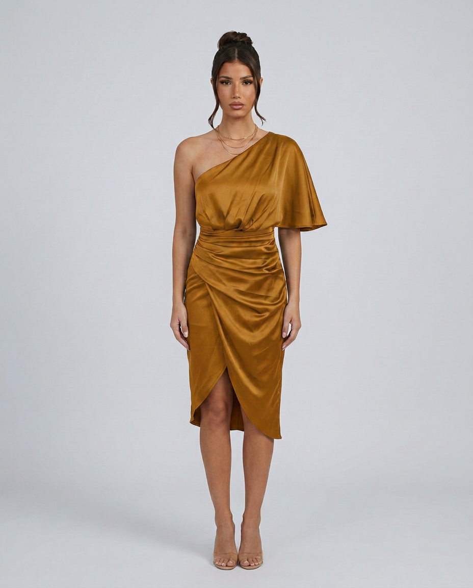 Thea | One-Shoulder Midi Cocktail Dress