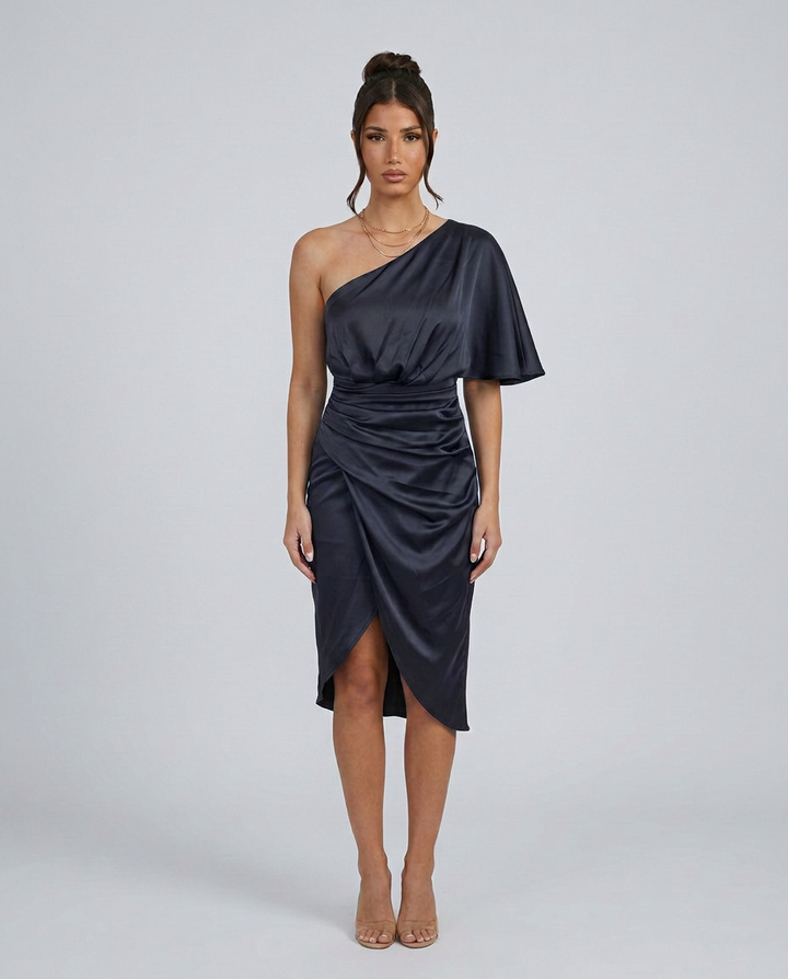 Thea | One-Shoulder Midi Cocktail Dress