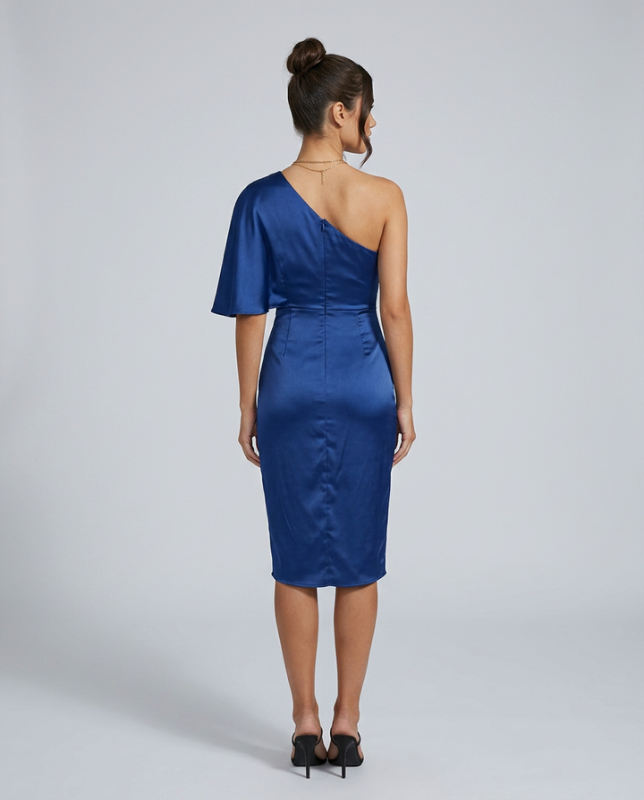 Thea | One-Shoulder Midi Cocktail Dress