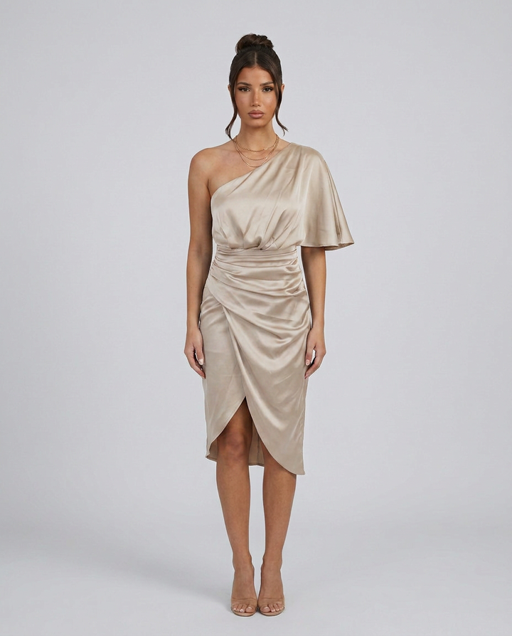 Thea | One-Shoulder Midi Cocktail Dress