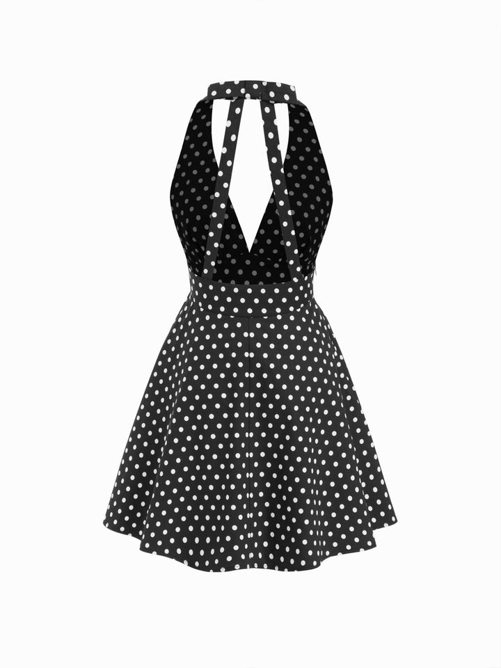 Emilia | Halter Neck Polka Dot Backless Mini Dress