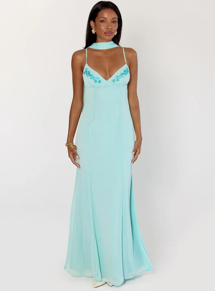 Jadira | Scarf Detail Wedding Guest Maxi Dress