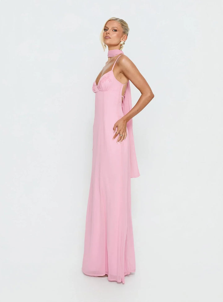 Jadira | Scarf Detail Wedding Guest Maxi Dress
