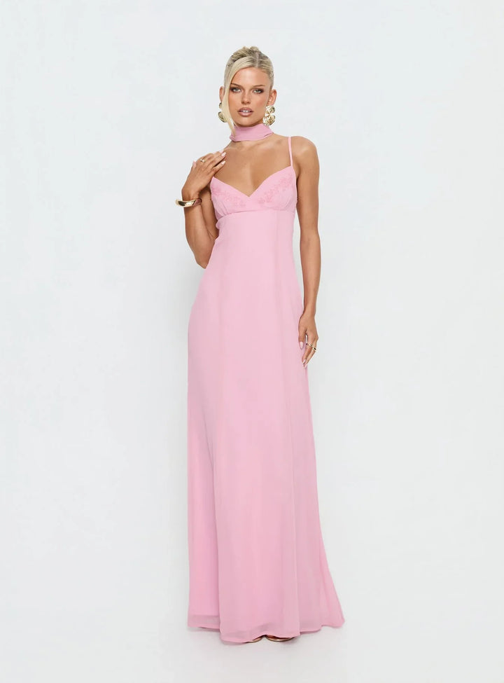 Jadira | Scarf Detail Wedding Guest Maxi Dress