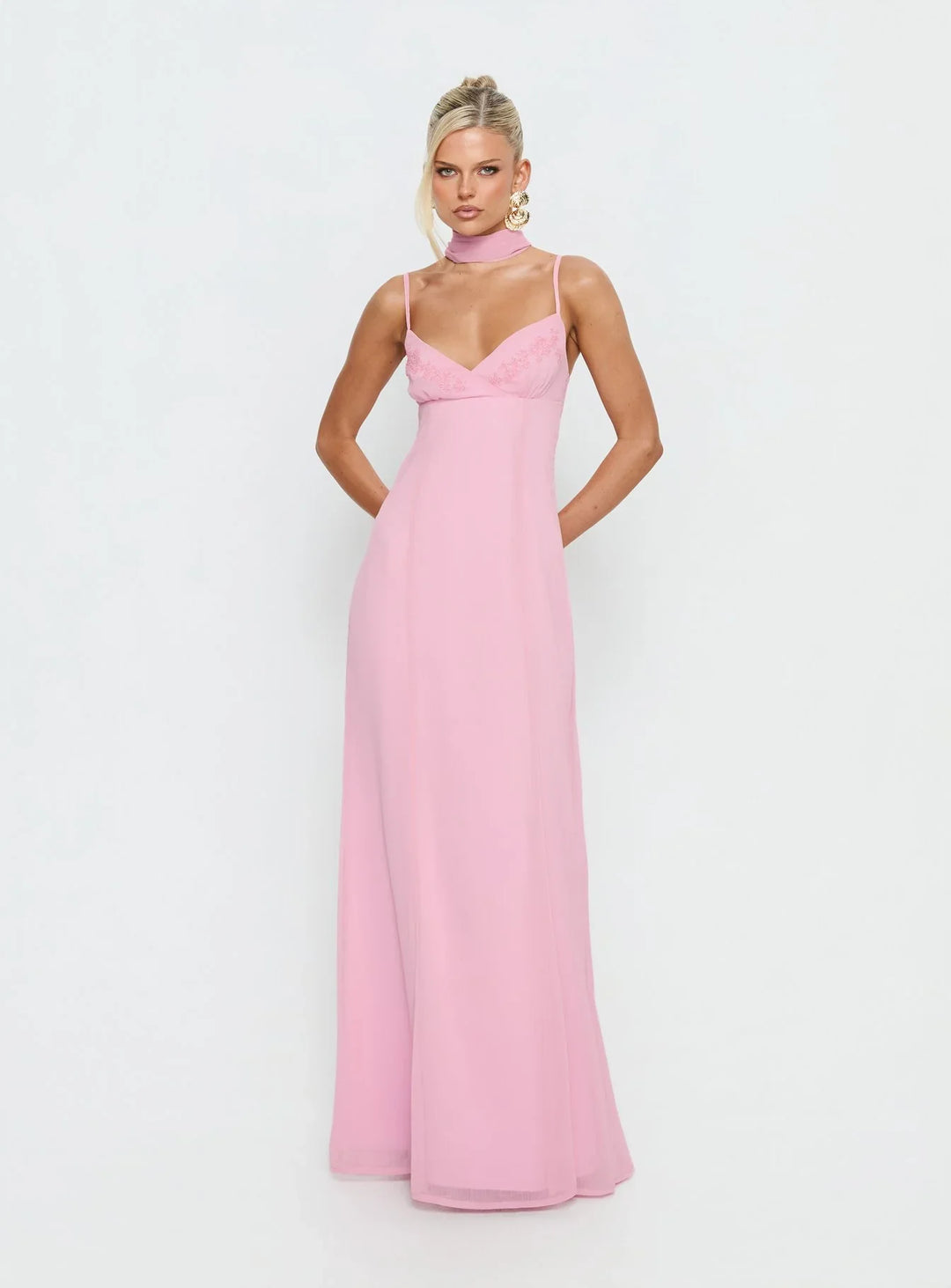 Jadira | Scarf Detail Wedding Guest Maxi Dress
