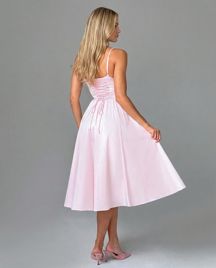 Maya | Flared Skirt Corset Midi Dress