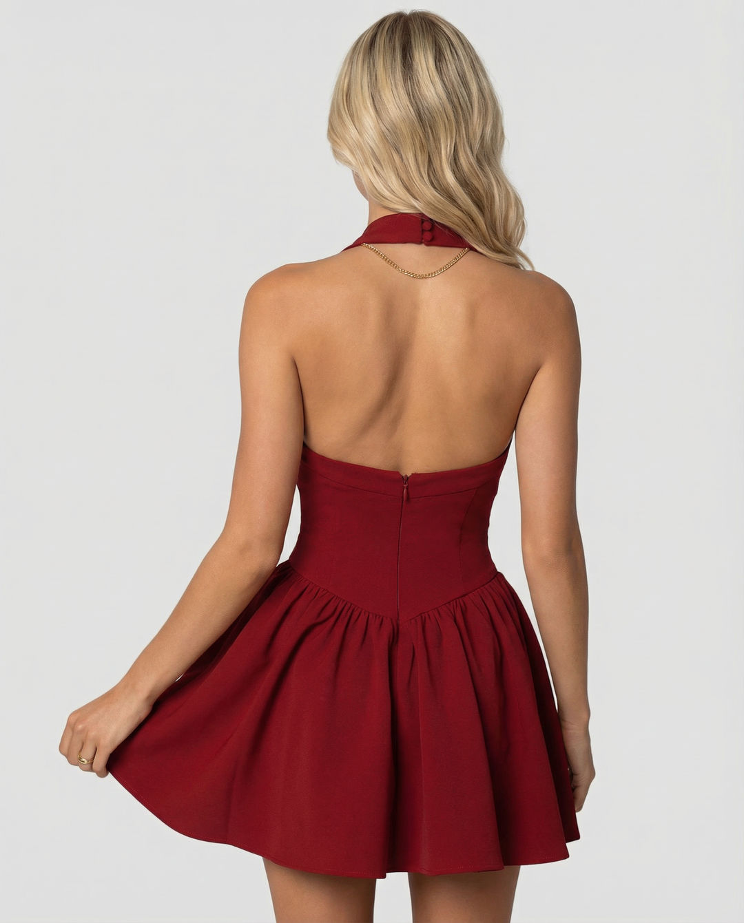 Emma | Open Back Halterneck Mini Dress