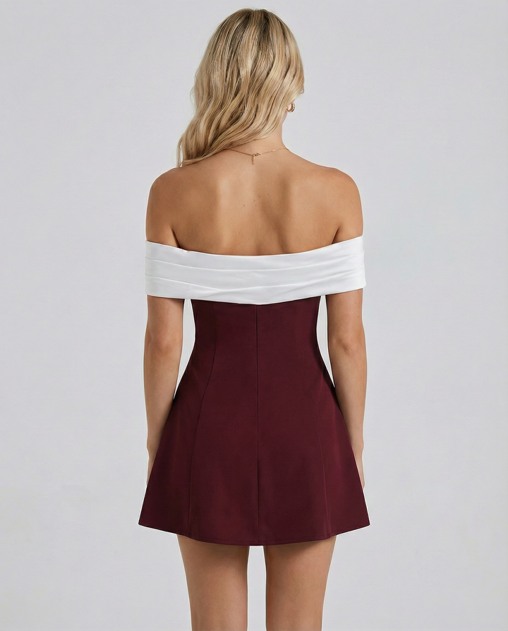 Elodie | Mini Dress with Off-Shoulder Foldover Neckline