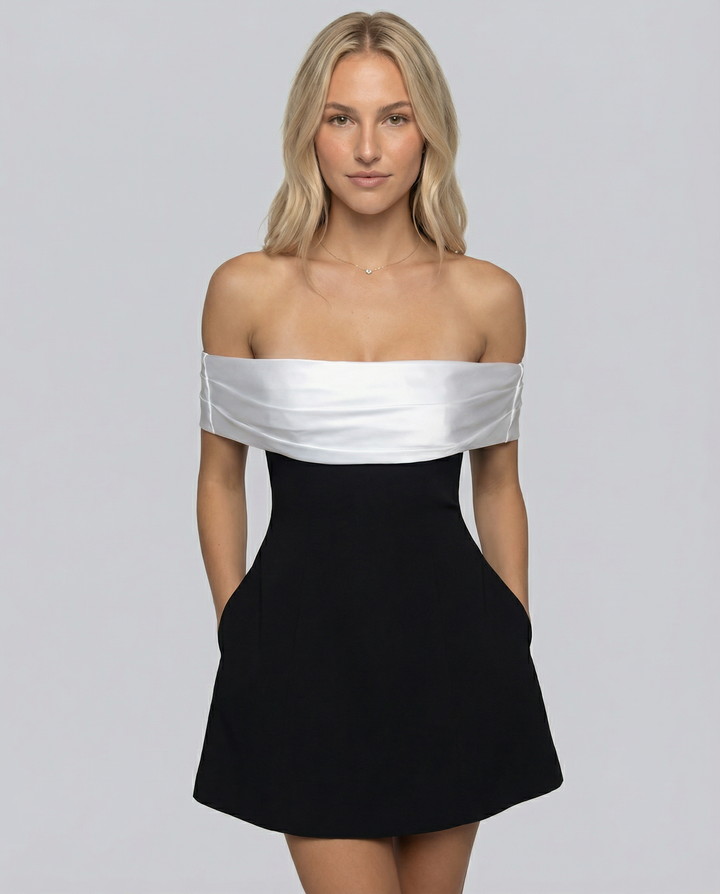 Elodie | Mini Dress with Off-Shoulder Foldover Neckline
