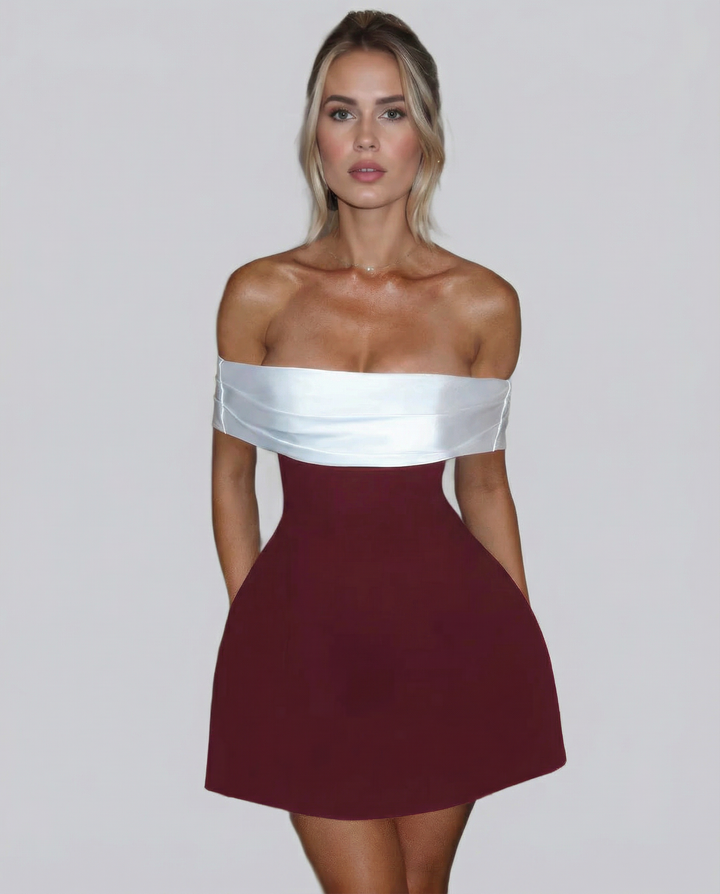 Elodie | Mini Dress with Off-Shoulder Foldover Neckline