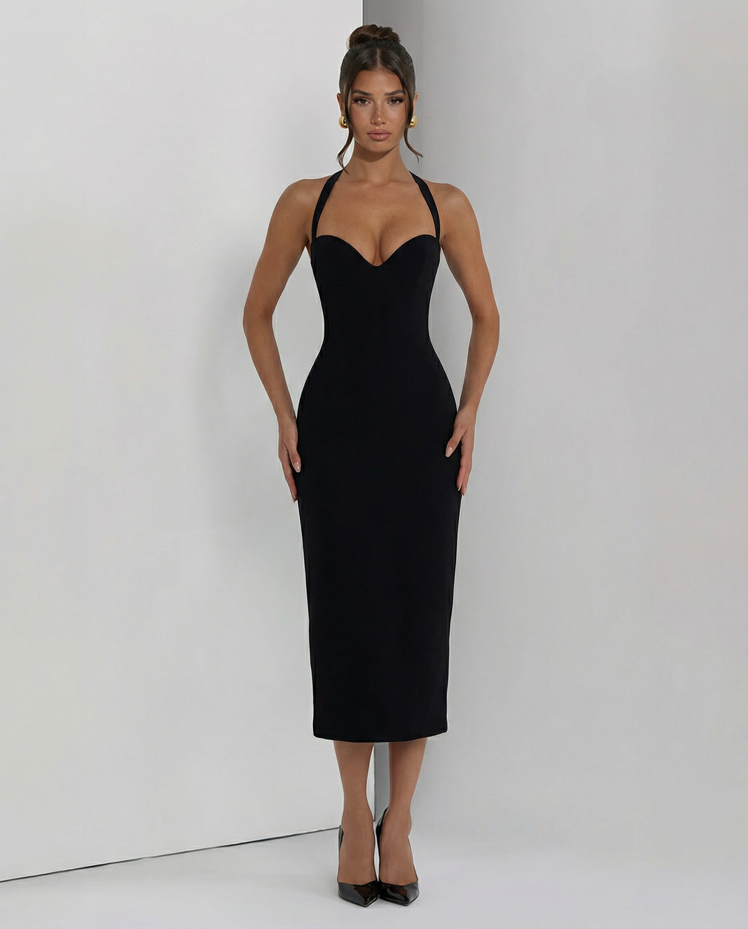 Liliana | Midi Dress with Lace Corset Bodice