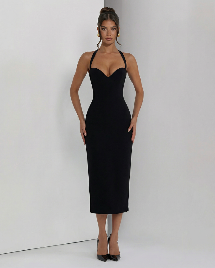 Liliana | Midi Dress with Lace Corset Bodice