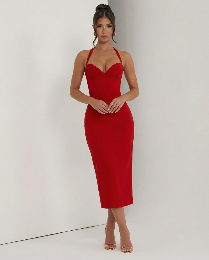 Liliana | Midi Dress with Lace Corset Bodice