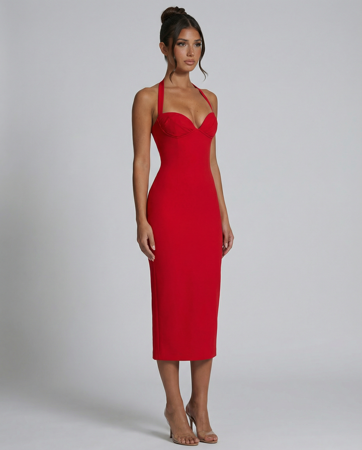Liliana | Midi Dress with Lace Corset Bodice