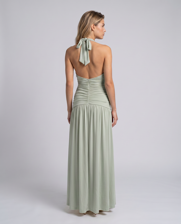 Margaret | Maxi Dress with Halter Neck and Ruched Corset