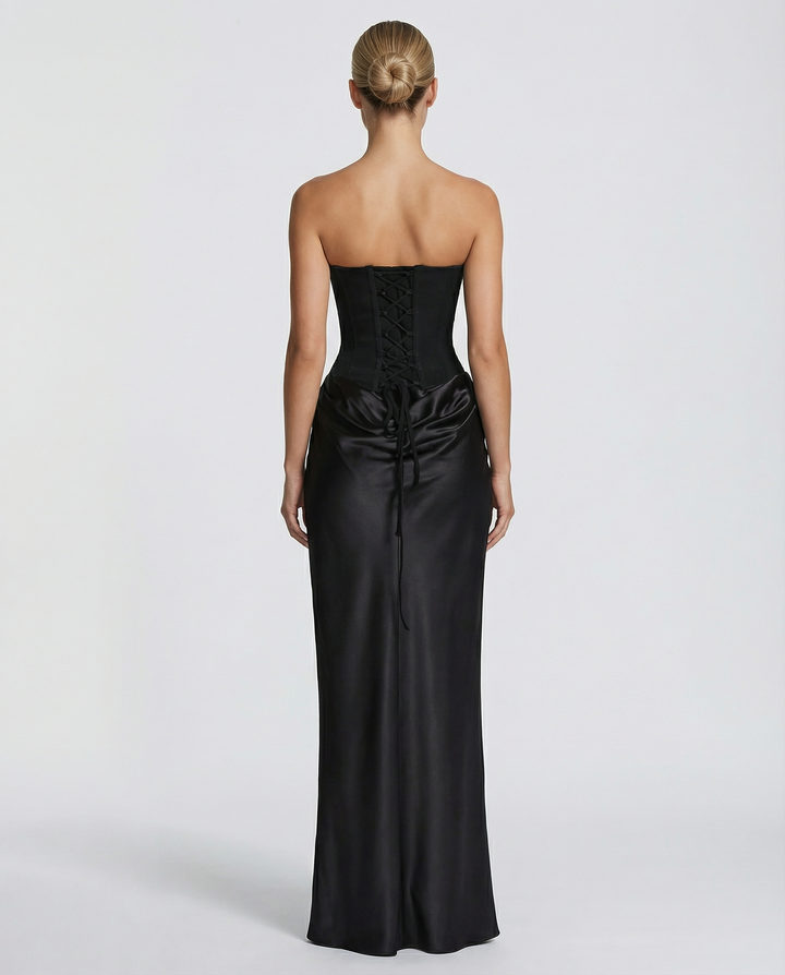 Gemma | Maxi Dress with Strapless Corset and Draped Skirt