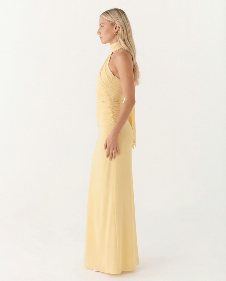 Lindsay | Maxi Dress with One-Shoulder Scarf Neckline