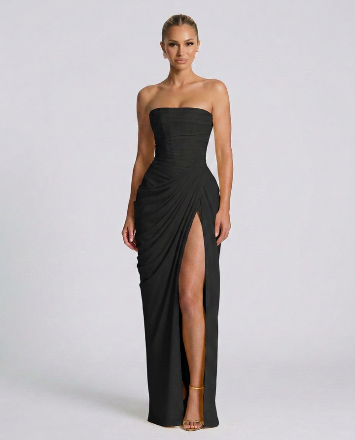 Odette | Strapless Gathered Corset Maxi Dress