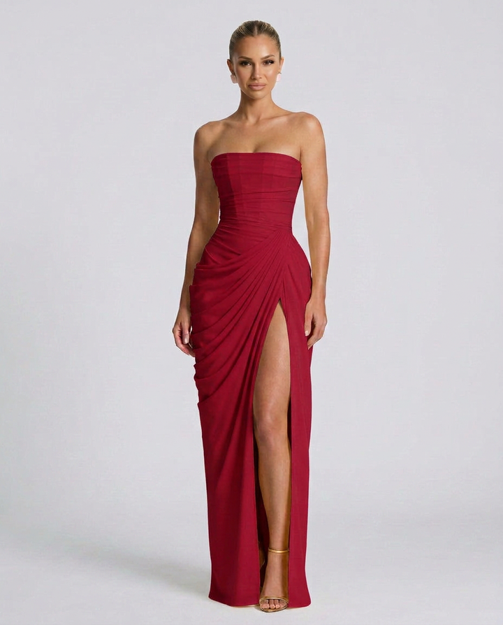 Odette | Strapless Gathered Corset Maxi Dress