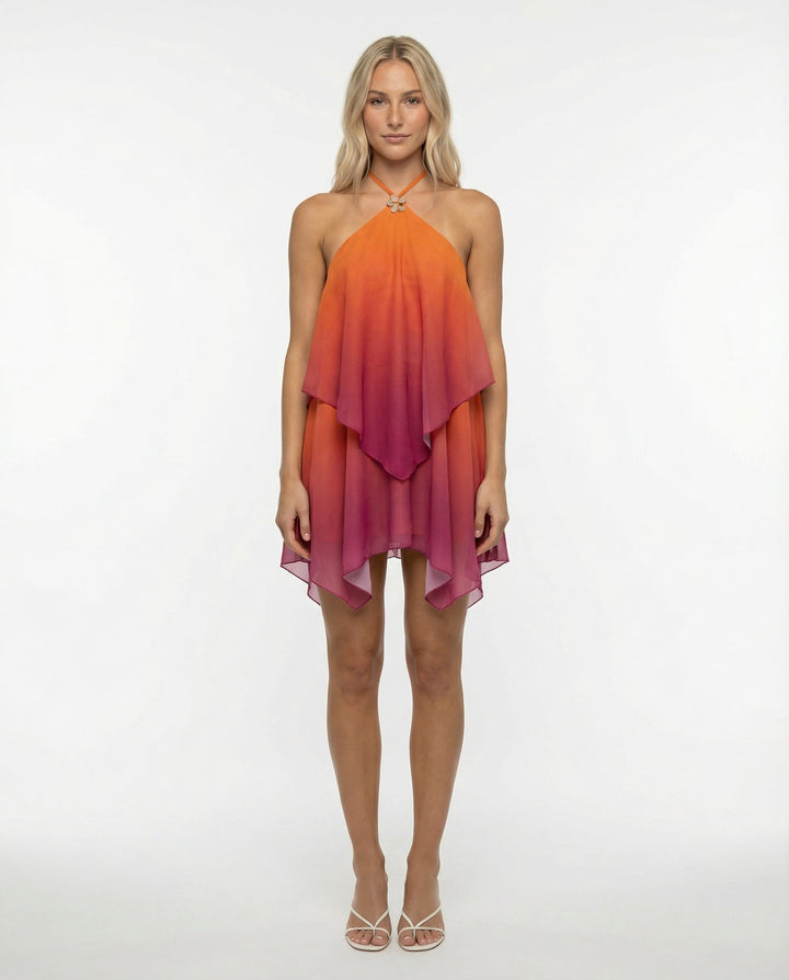Cassandra | Halter Neck Layered Mini Dress