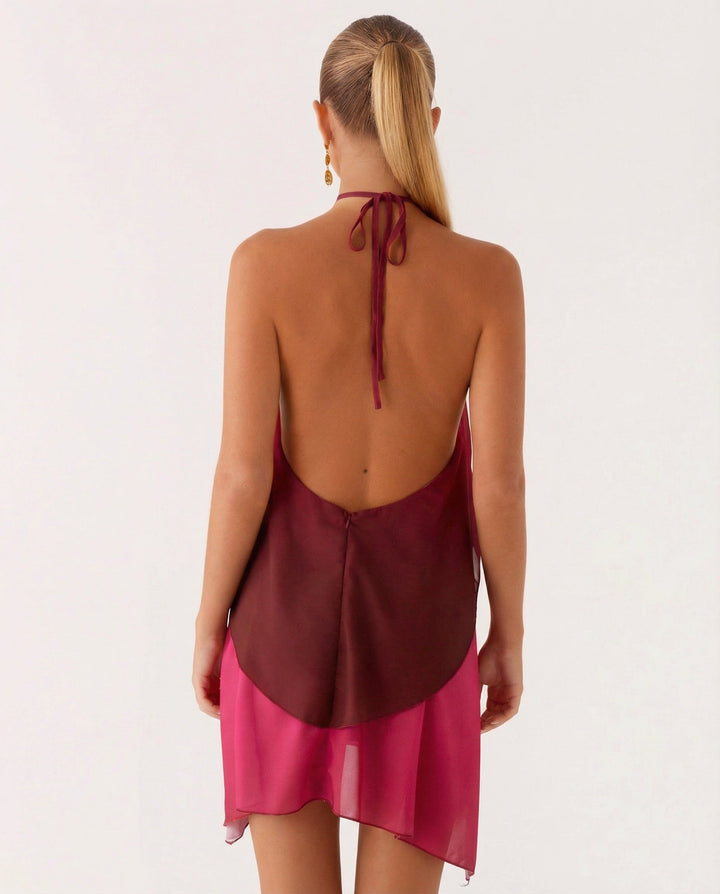 Cassandra | Halter Neck Layered Mini Dress