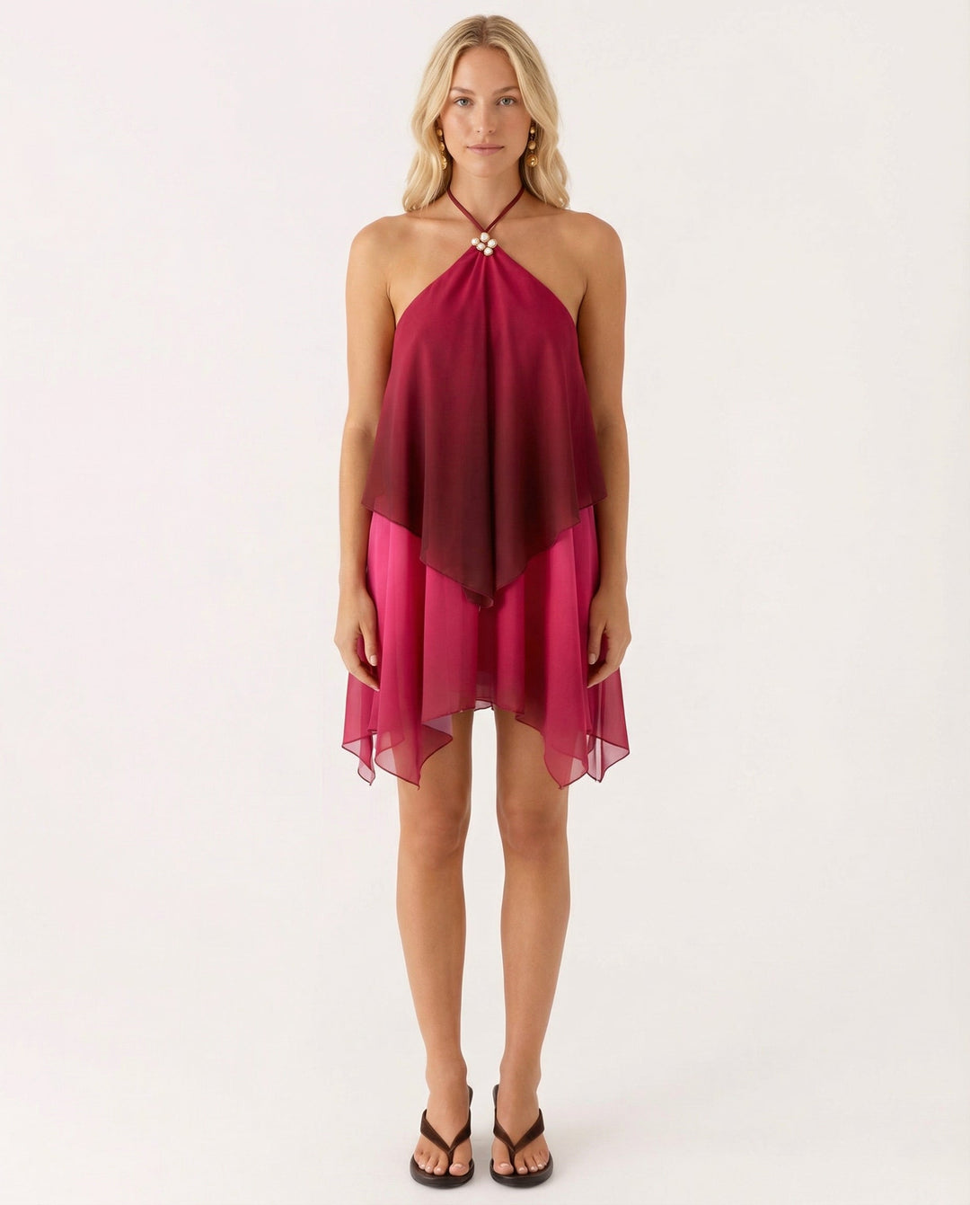 Cassandra | Halter Neck Layered Mini Dress