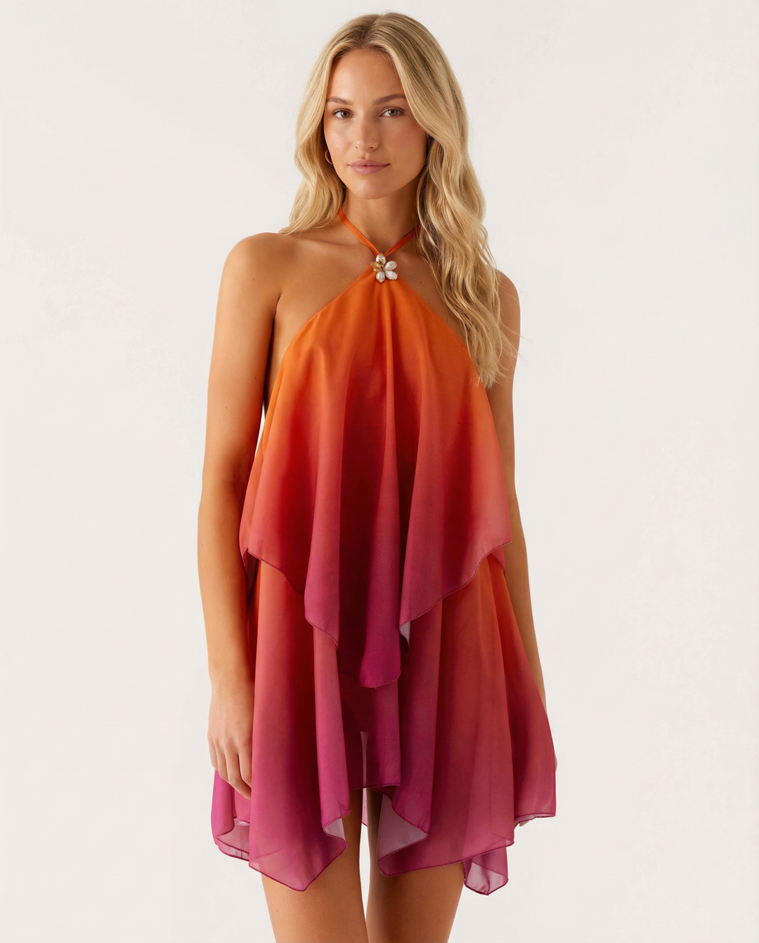 Cassandra | Halter Neck Layered Mini Dress