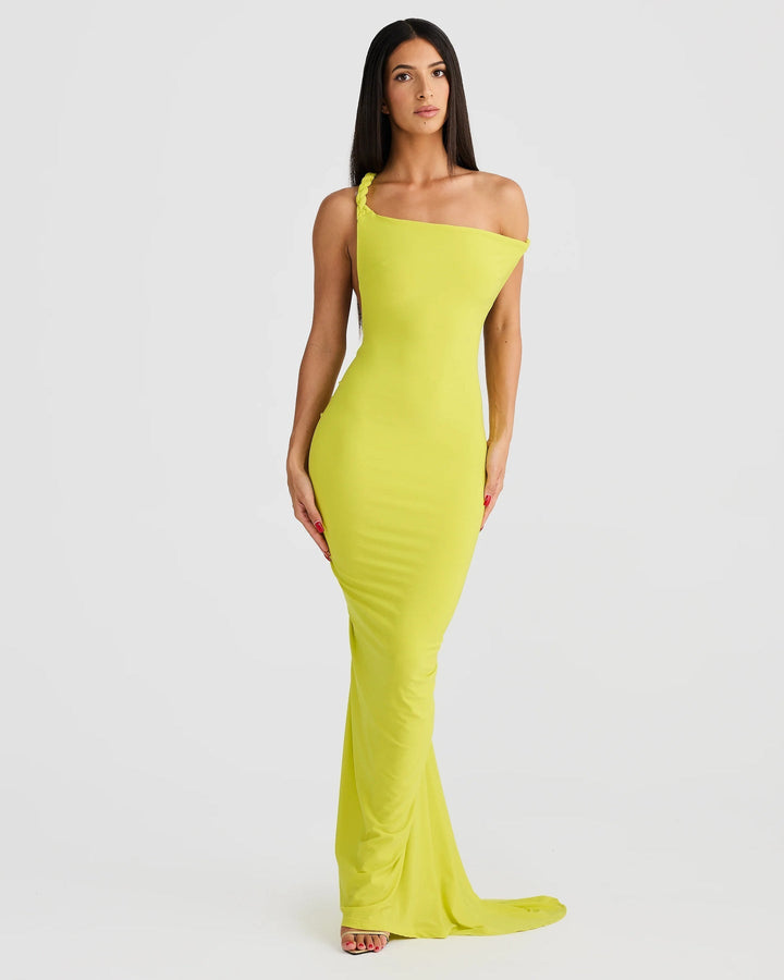 Linda | Maxi Dress with Asymmetric Neckline and Backless Detail