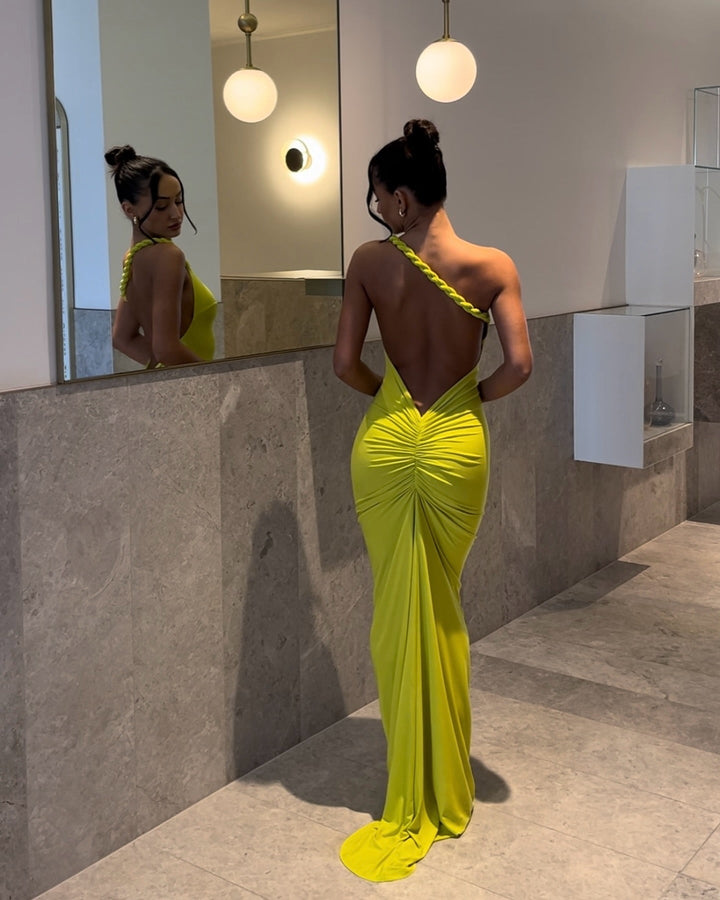 Linda | Maxi Dress with Asymmetric Neckline and Backless Detail