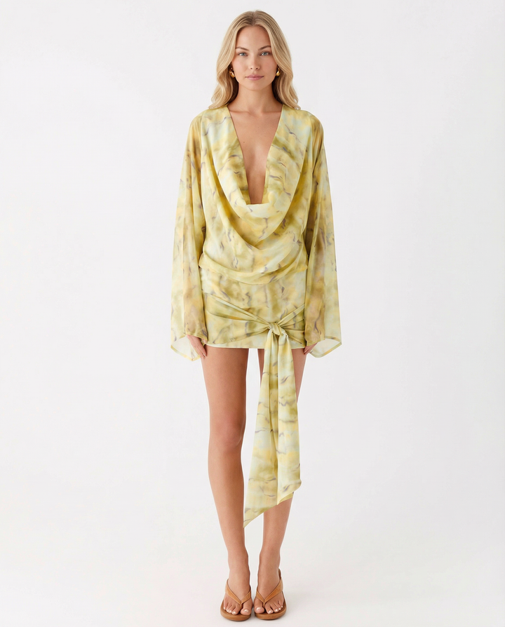Cecilia | Long Sleeve Cowl Neck Mini Dress