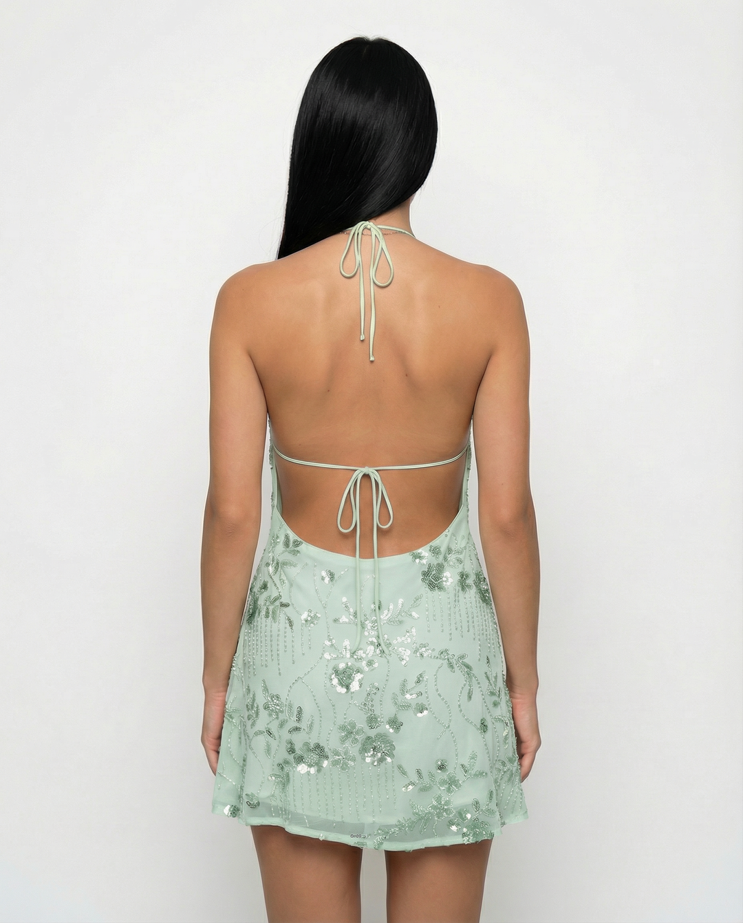 Katy | Mini Dress with Floral Beaded Design