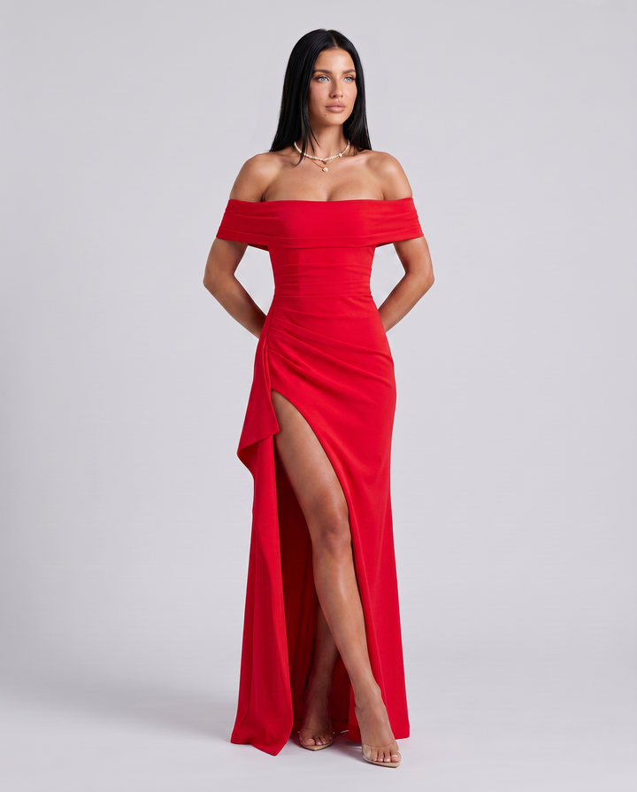 Miriam | Maxi Dress with Off Shoulder and High Slit