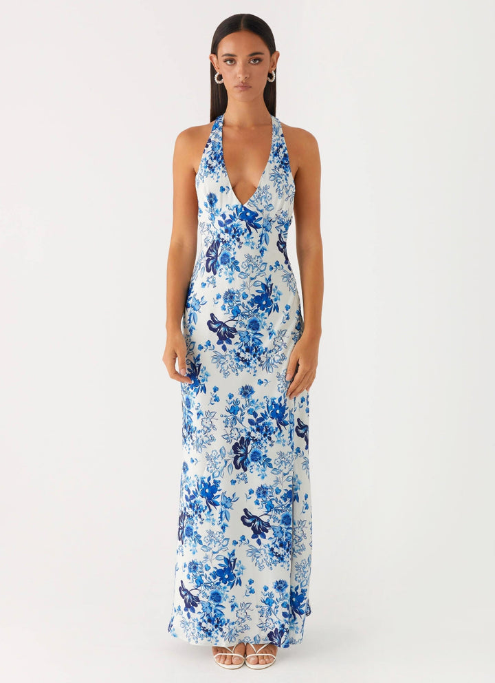 Candice | Maxi Dress with Halter Neck and Side Split