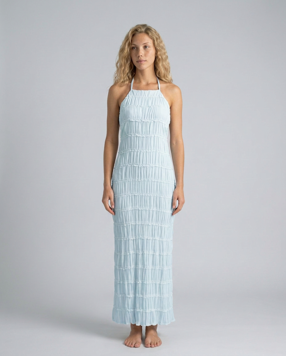 Mattie | Halter Neckline Ruched Bodycon Maxi Dress