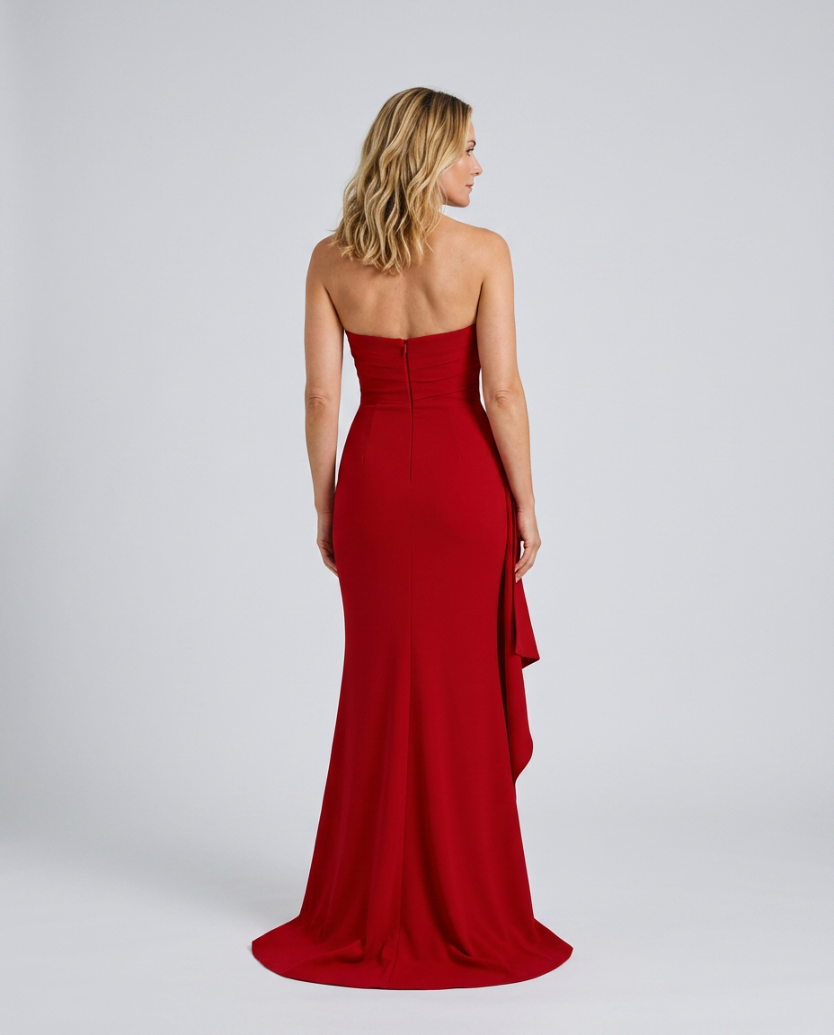 Lorraine | Strapless Maxi Dress with Asymmetric High-Low Hem