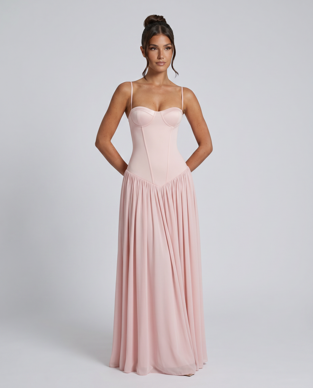 Irene | Bustier Corset Boning Structured Maxi Dress