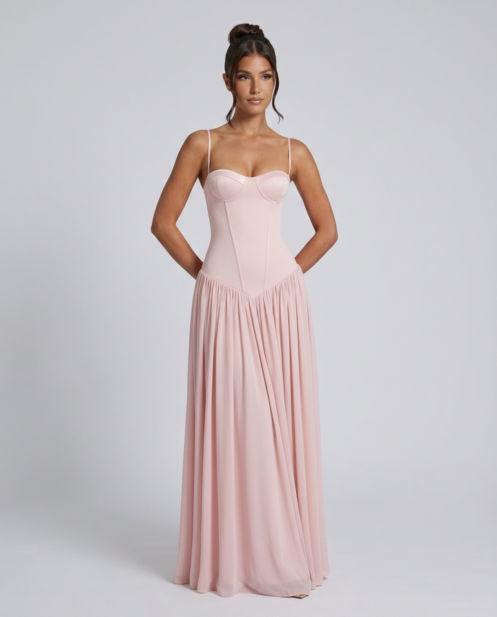 Irene | Bustier Corset Boning Structured Maxi Dress