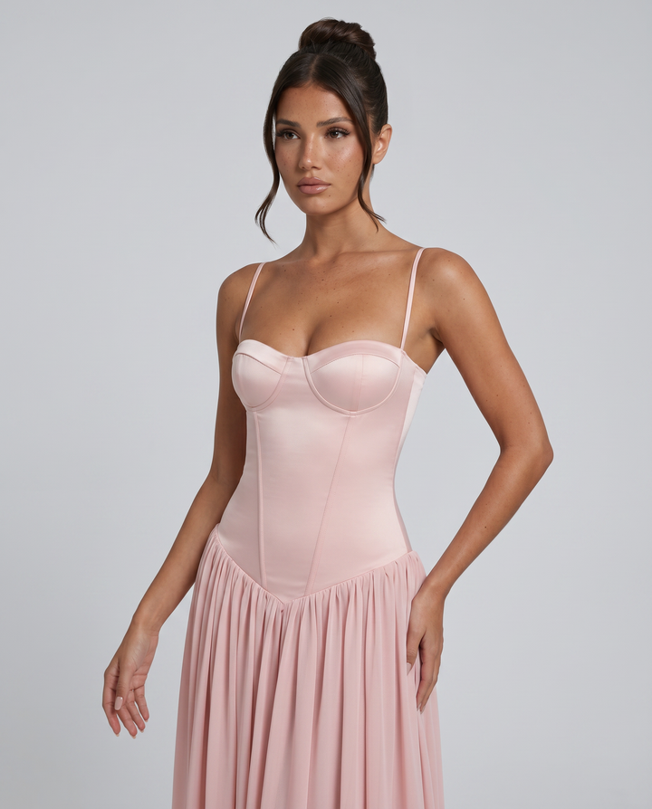 Irene | Bustier Corset Boning Structured Maxi Dress