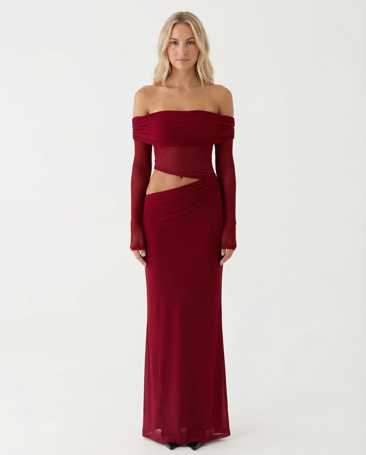 Bertie | Off Shoulder Maxi Dress with Side Cut-Outs