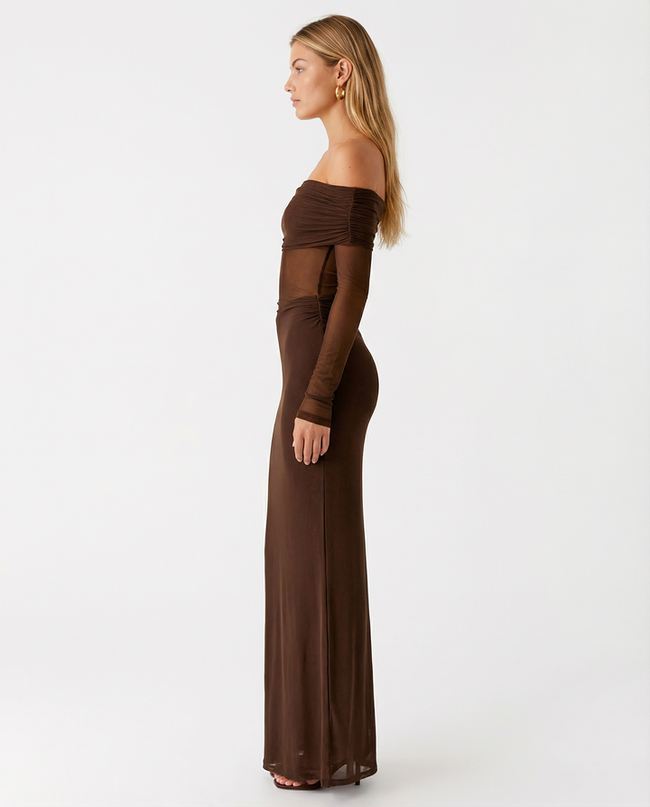 Bertie | Off Shoulder Maxi Dress with Side Cut-Outs