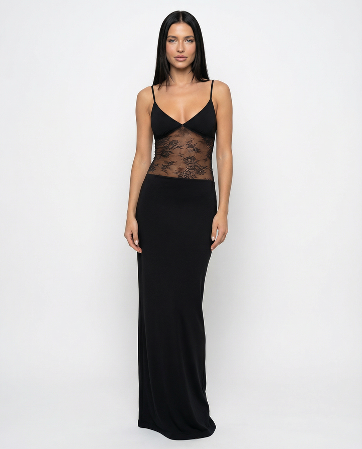Caitlin | Maxi Dress with Lace Panel and Low Back