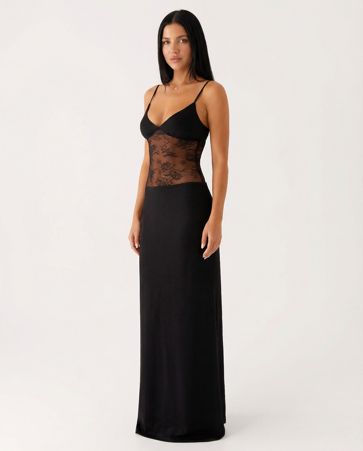 Caitlin | Maxi Dress with Lace Panel and Low Back