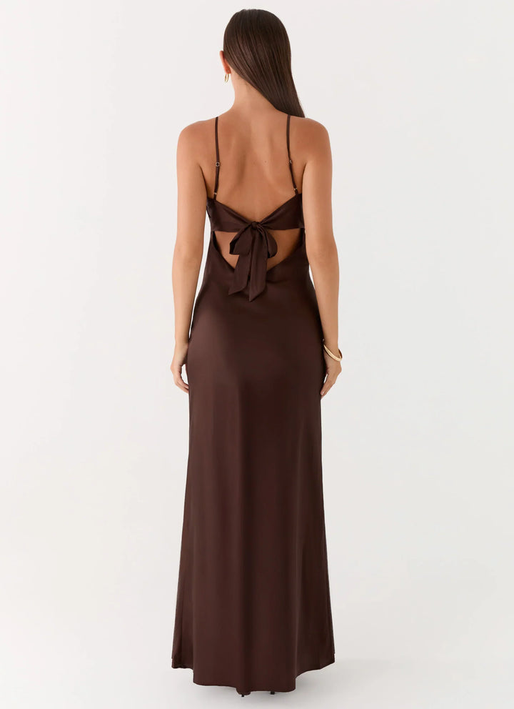 Colleen | Satin Maxi Dress with Cowl Neck