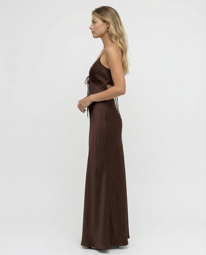 Colleen | Satin Maxi Dress with Cowl Neck